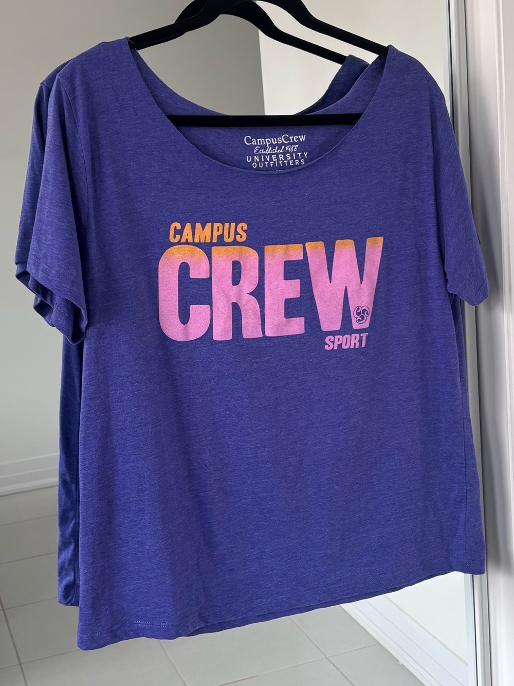 Campus Crew Purple Raw Hem Neck Top